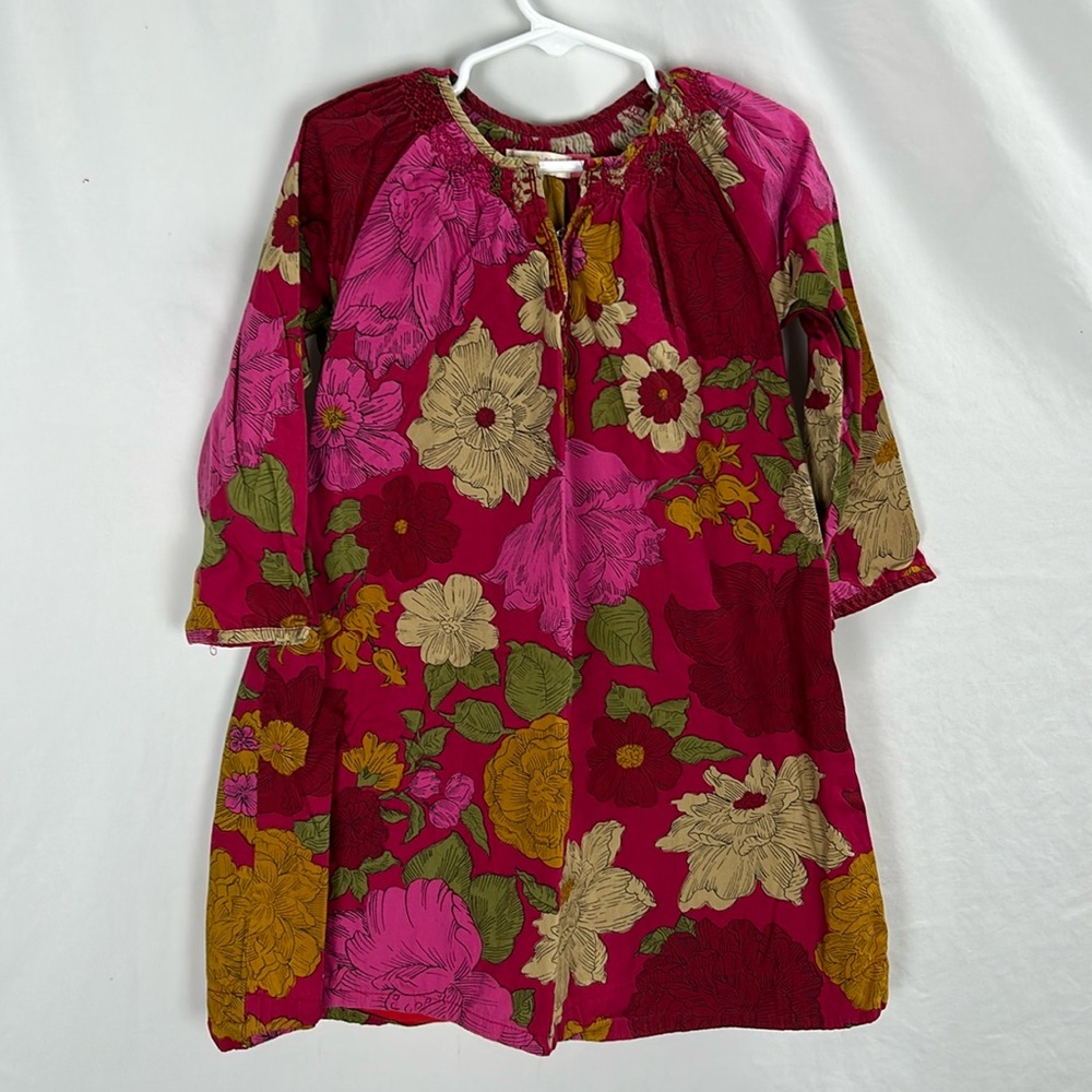 Pink Chicken Girls Floral Tunic Dress in Fuchsia, Pink, Gold, Green